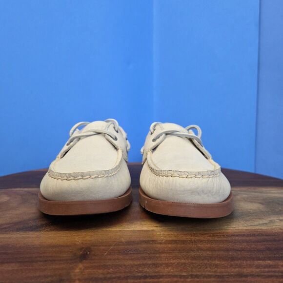 Sperry Leeward Boat Shoe 2-Eye Nubuck Bone Men's 9M Top-Sider STS25096 - Picture 5 of 10